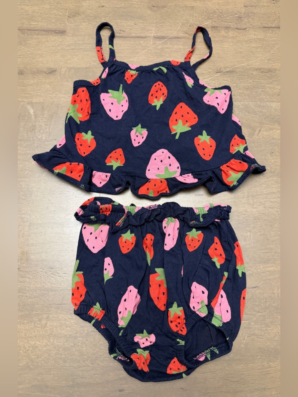 Old Navy Navy Strawberry Print Tank & Bloomers - Red & Pink